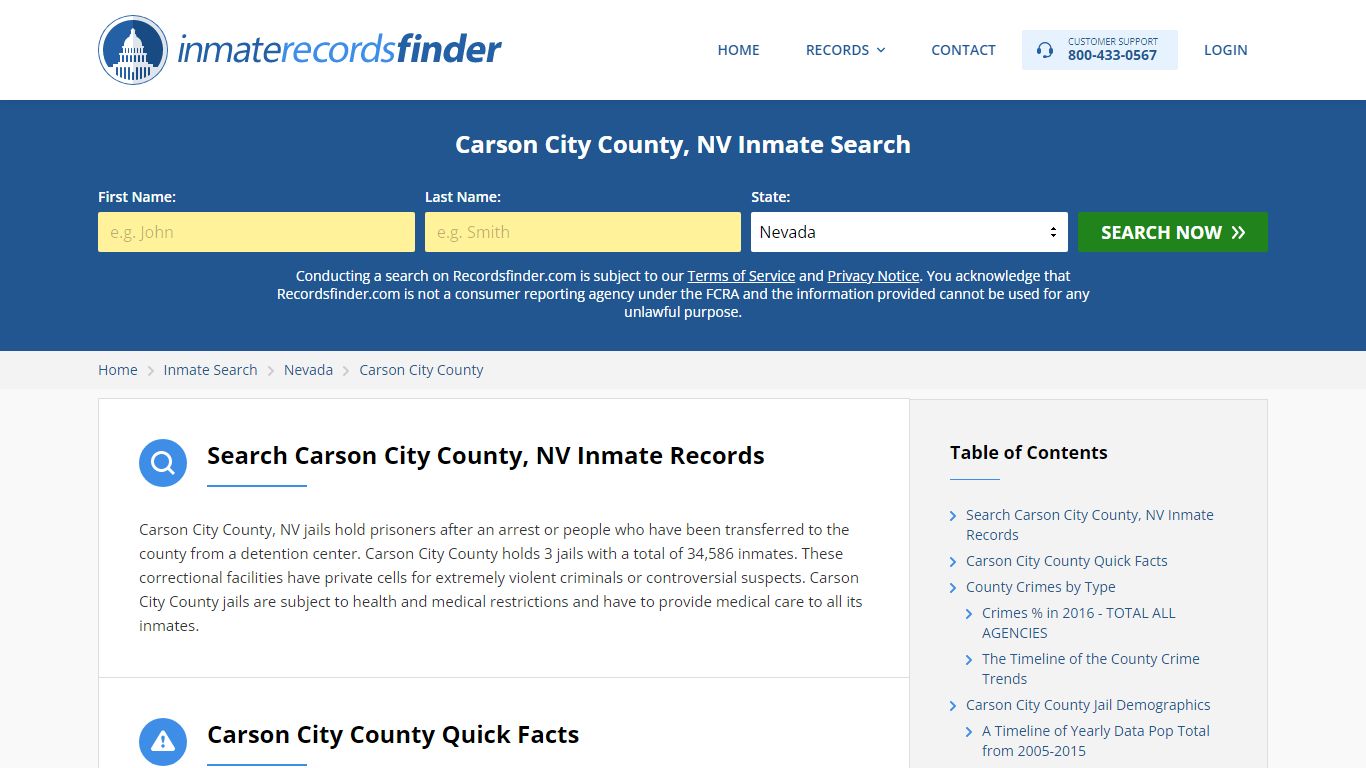 Carson City County, NV Inmate Lookup & Jail Records Online